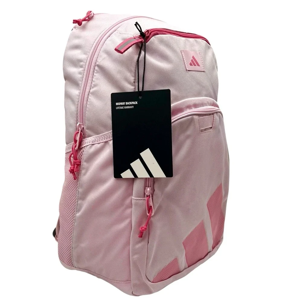 Adidas Girls School Midway Backpack Clear Pink Fits 15" Laptop 18X16X7 - Picture 12 of 12